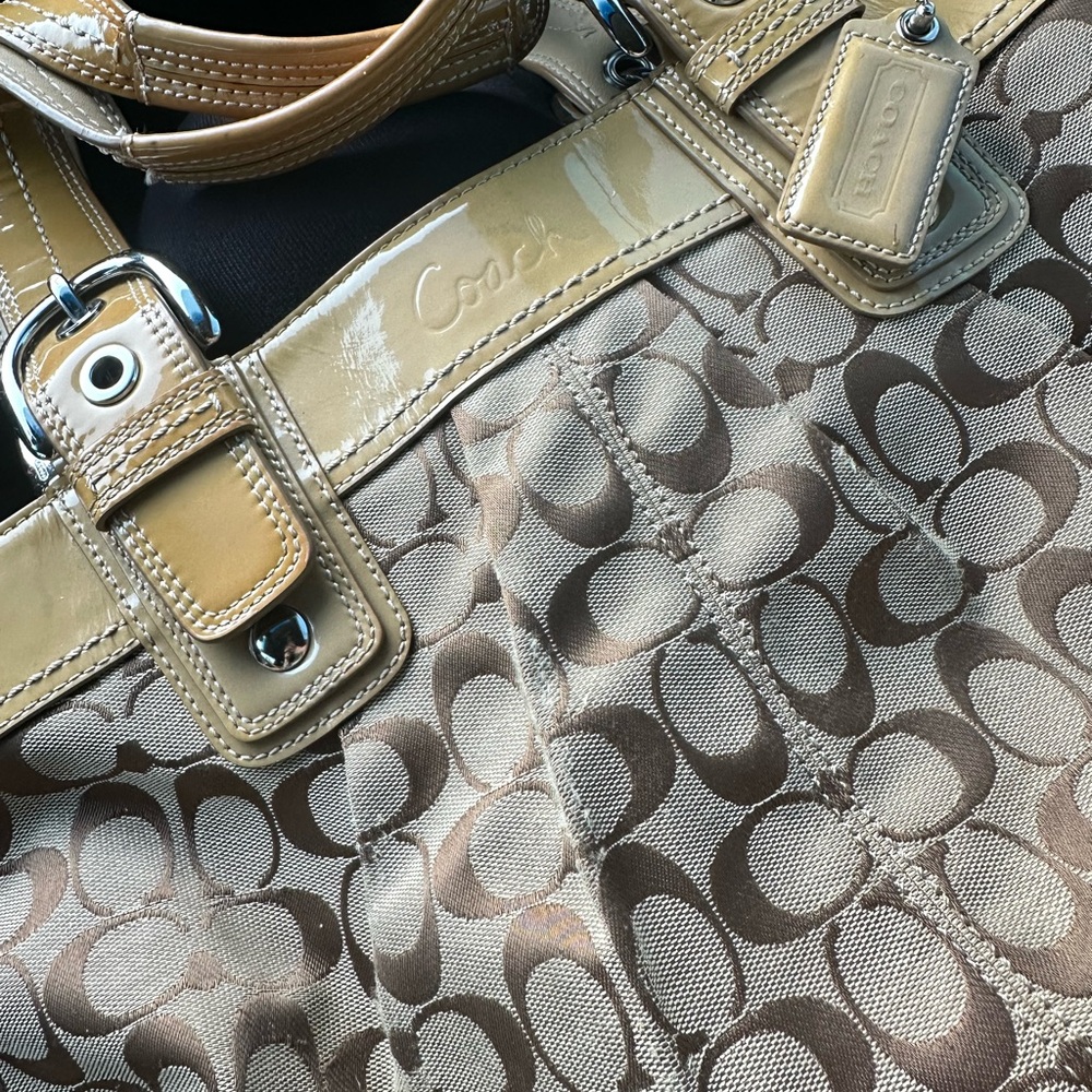 Coach Brown and Tan Signature Bag